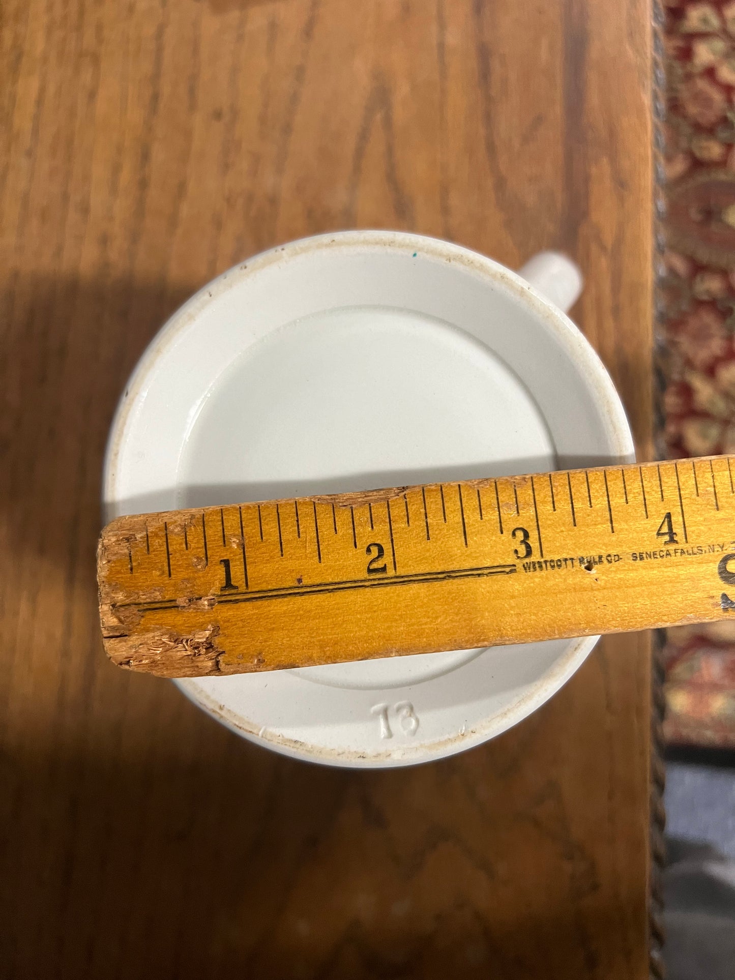 White Ironstone Banded Dairy Jug