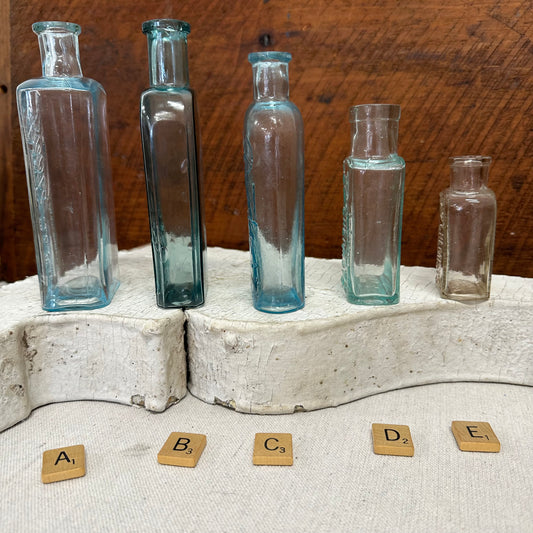 Boots Cash Chemist Bottles Aqua & Clear