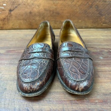 Vintage Ralph Lauren Brown Crocodile Penny Loafers