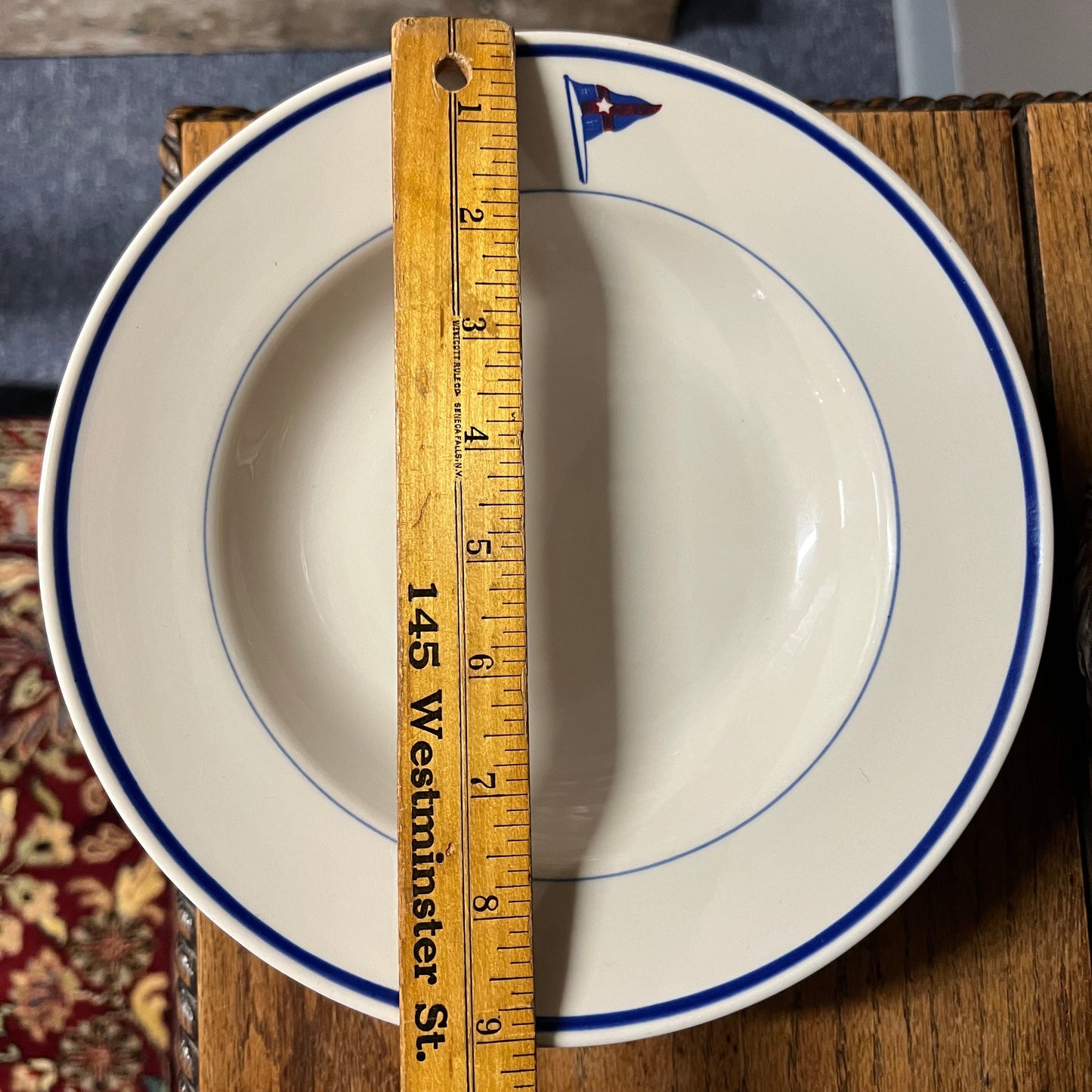 New York Yacht Club Rim Soup Bowl with NYYC Burgee
