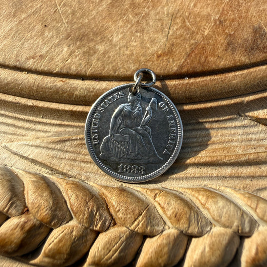 Victorian Love Token - AR/RA - 1883 - Seated Liberty