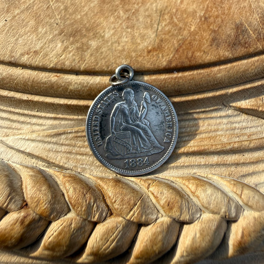 Victorian Love Token - JJC/JCJ/CJJ - 1884 Seated Liberty