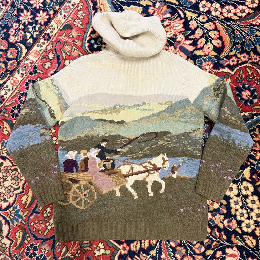 Vintage Lauren Ralph Lauren Handknit Hooded Fullzip Sweater