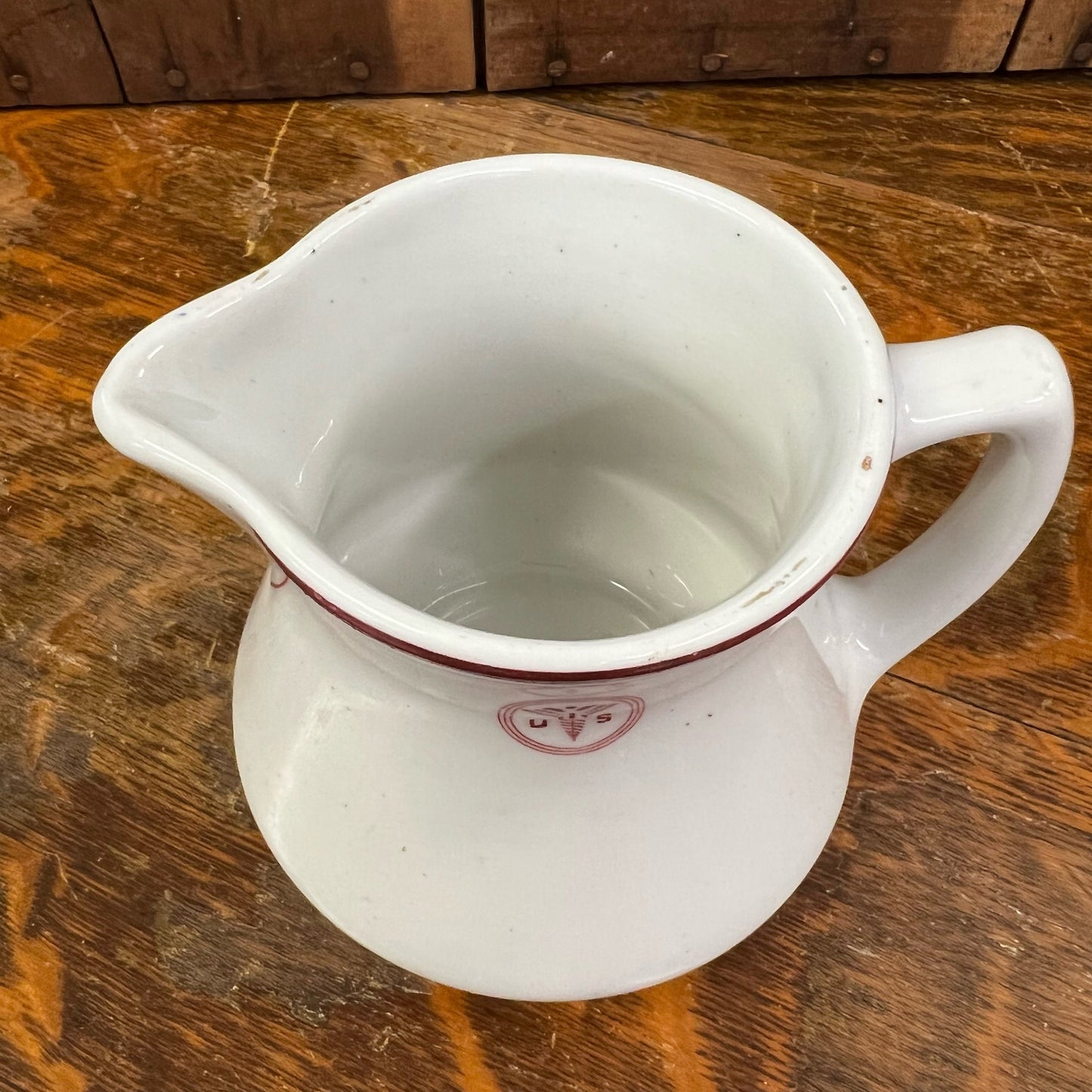 US Army Medical Department Large Creamer Red White Restaurant Ware 1950s Sterling China HO