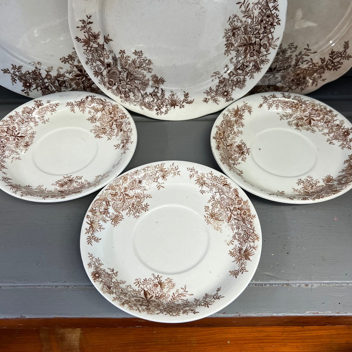 Venice Pattern Brown Transferware Smith Ford & Jones England Cup and Saucer English Ironstone