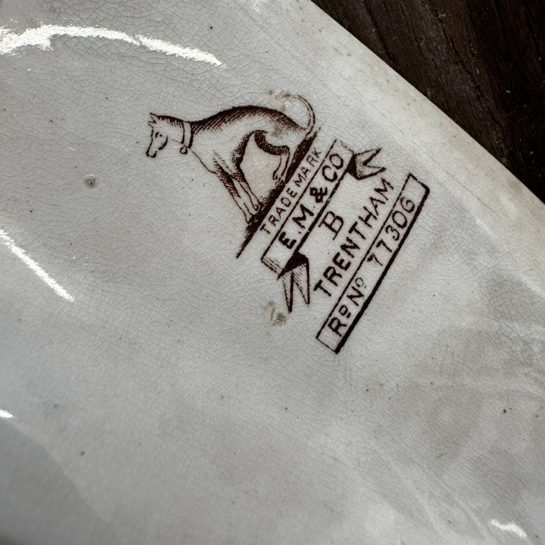 Platter Aesthetic Movement Brown Transferware Floral Pattern English Ironstone Edge, Malkin & Co Trentham Pattern 77306