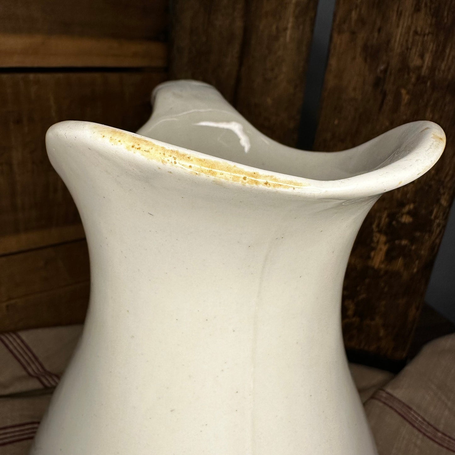 White Ironstone Pitcher Tall Unmarked 1044