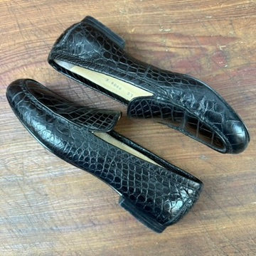 Vintage Ralph Lauren Black Crocodile Loafers