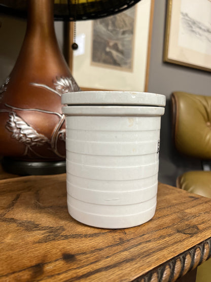 RICE - White Banded Kitchen Jar Canister with Lid