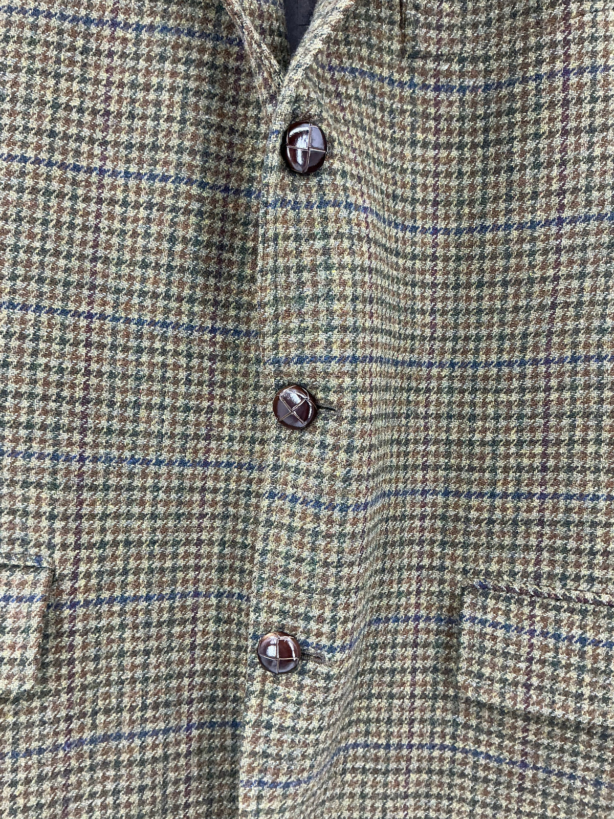 Vintage J. Press Men's Olive & Brown Tic-Weave Wool Tweed Sport Coat 44R