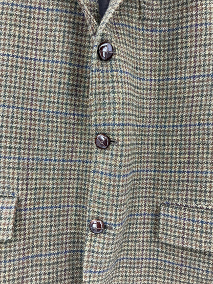 Vintage J. Press Men's Olive & Brown Tic-Weave Wool Tweed Sport Coat 44R