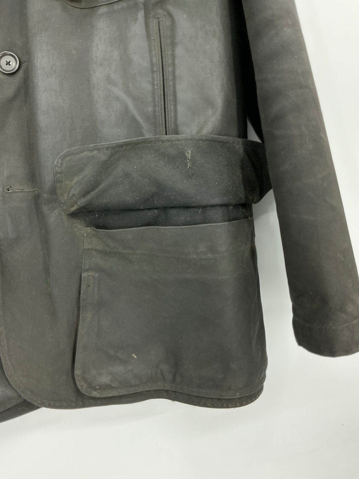 Vintage 90s Polo Ralph Lauren Black Southwestern Blanket-Lined Waxed Cotton Coat Large