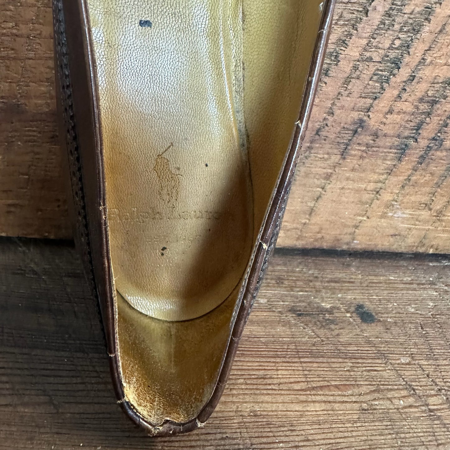 Vintage Ralph Lauren Brown Leather Wing Tip Penny Loafer