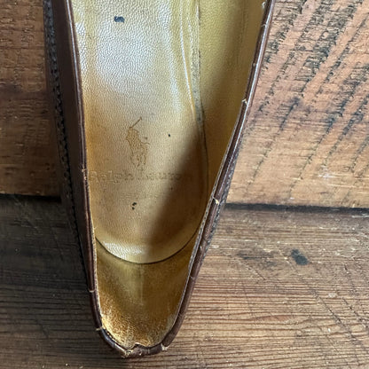 Vintage Ralph Lauren Brown Leather Wing Tip Penny Loafer