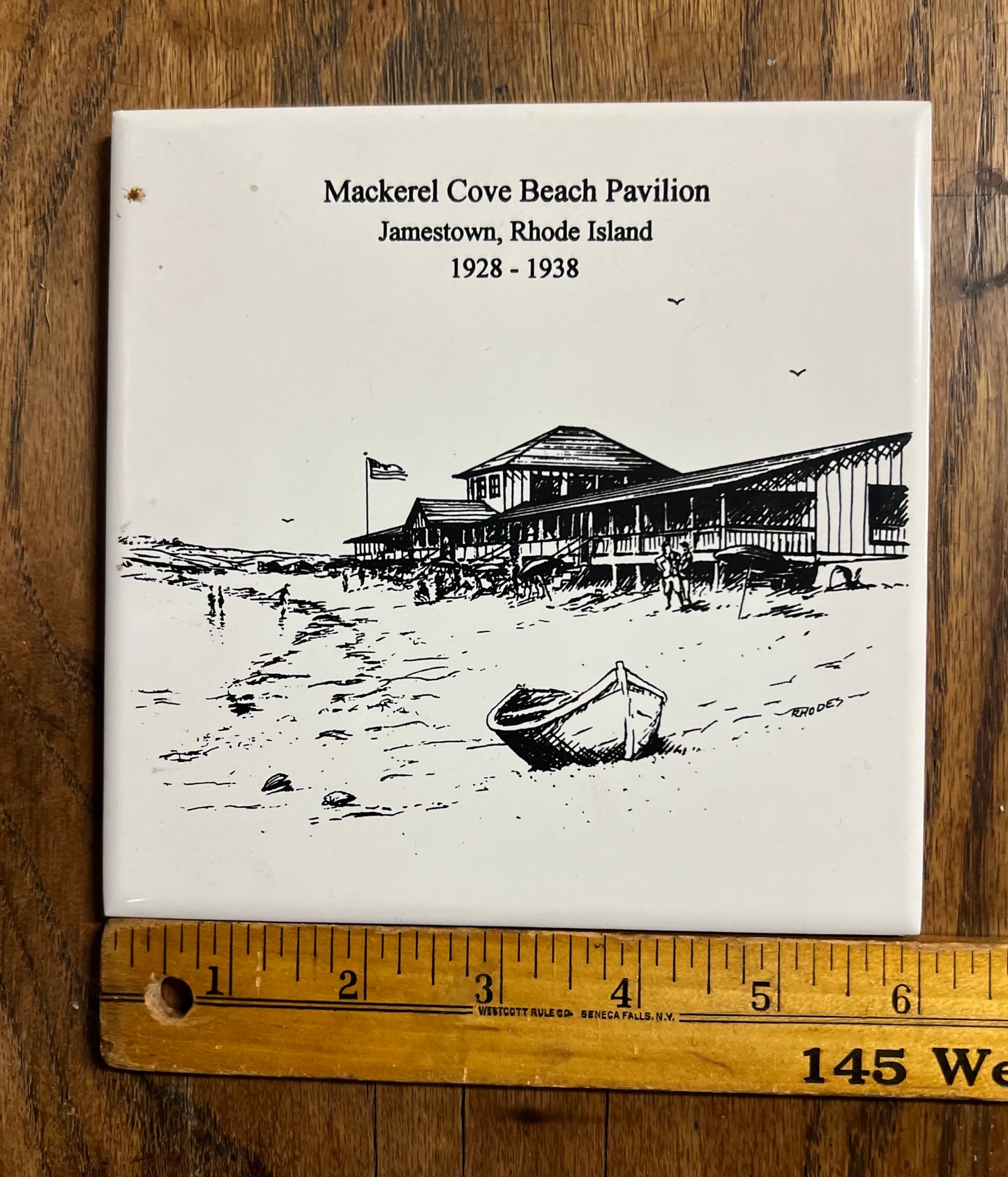 Jamestown Historical Society Tile - Mackerel Cove Beach Pavillion