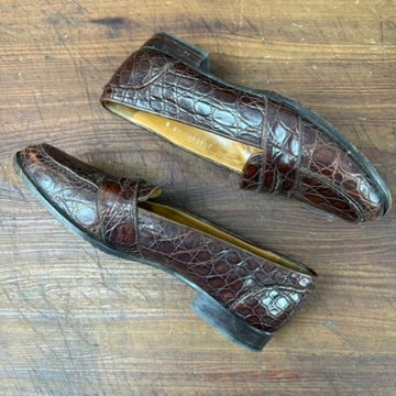 Vintage Ralph Lauren Brown Crocodile Penny Loafers