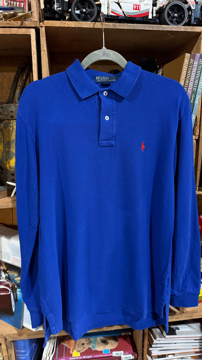 Polo Ralph Lauren Long Sleeve Polo Shirt Blue Red Medium