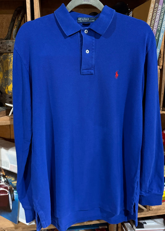 Polo Ralph Lauren Long Sleeve Polo Shirt Blue Red Medium