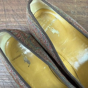 Vintage Ralph Lauren Tapestry Flats Loafers Pink Teal Size 7B