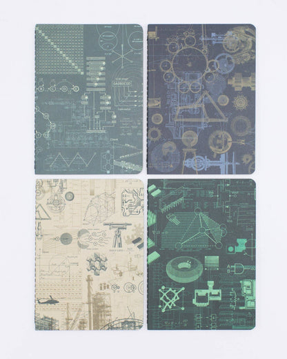 Engineering Plate 3 Pocket Notebooks 4 Pack