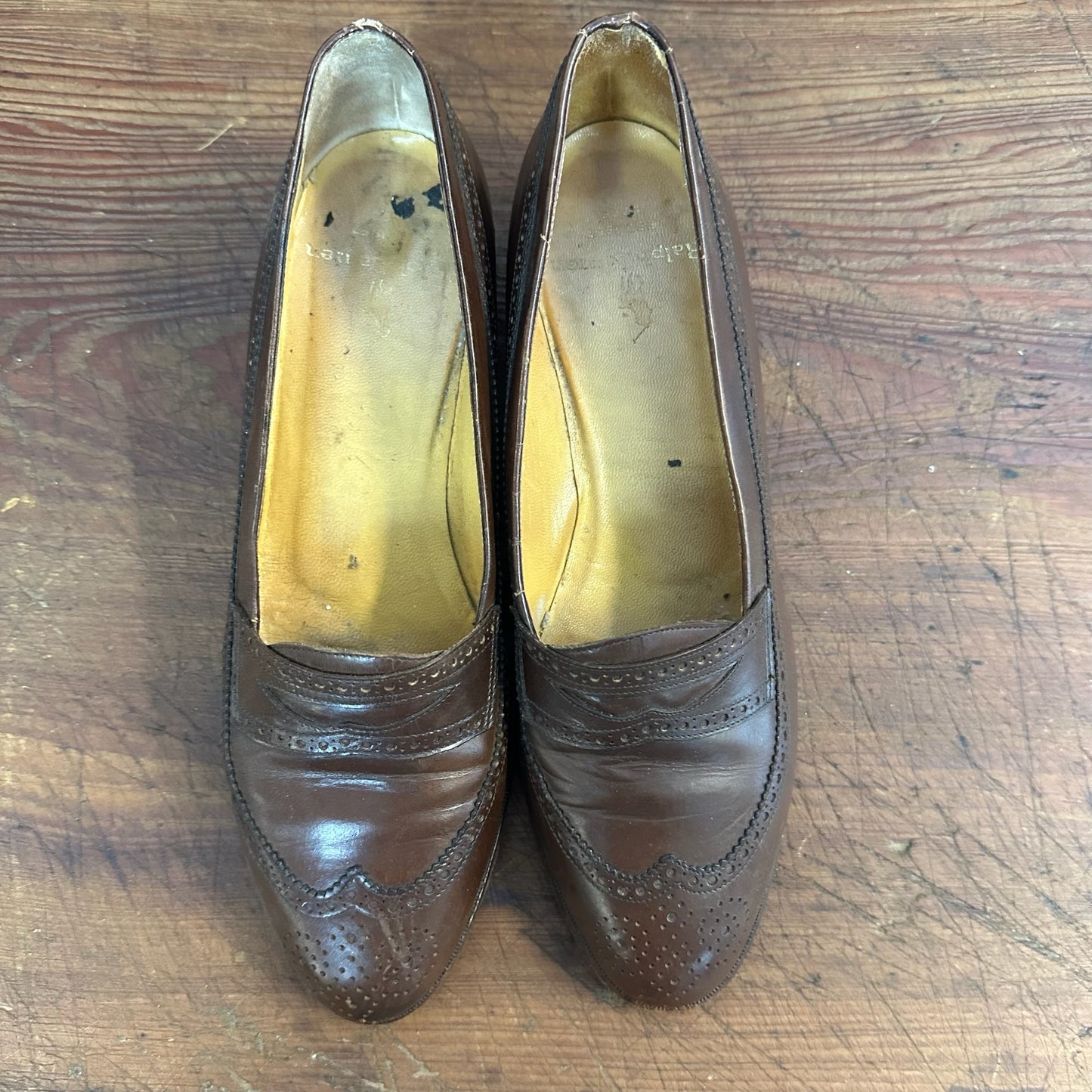 Vintage Ralph Lauren Brown Leather Wing Tip Penny Loafer