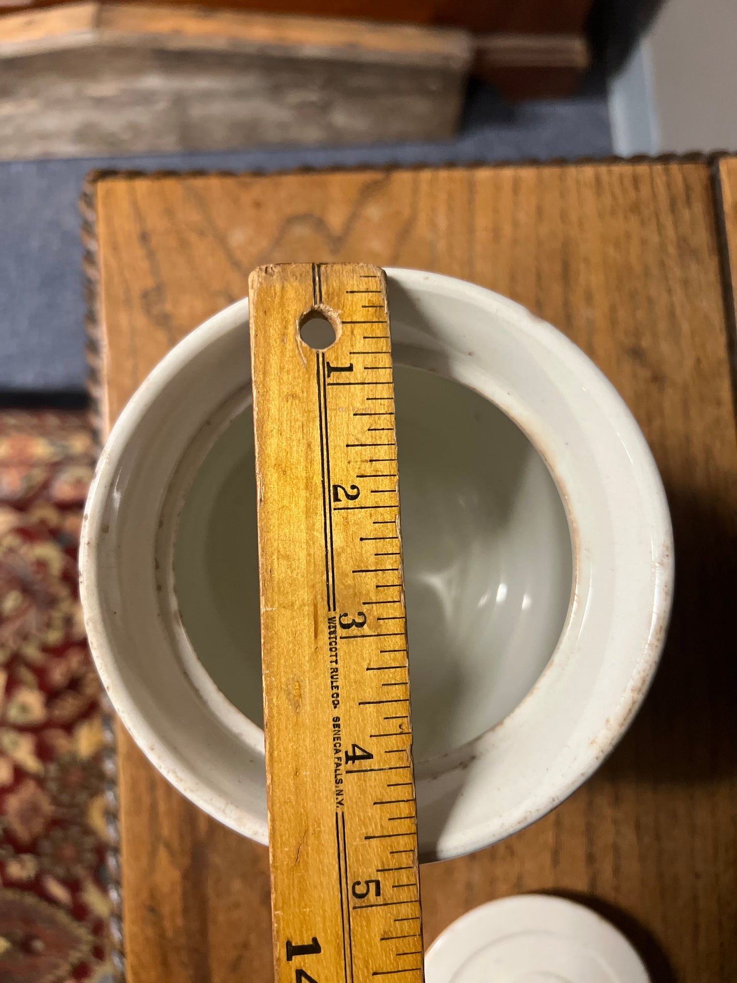 CASTOR SUGAR - White Banded Kitchen Jar Canister with Lid