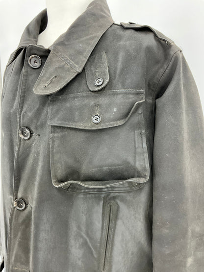 Vintage 90s Polo Ralph Lauren Black Southwestern Blanket-Lined Waxed Cotton Coat Large
