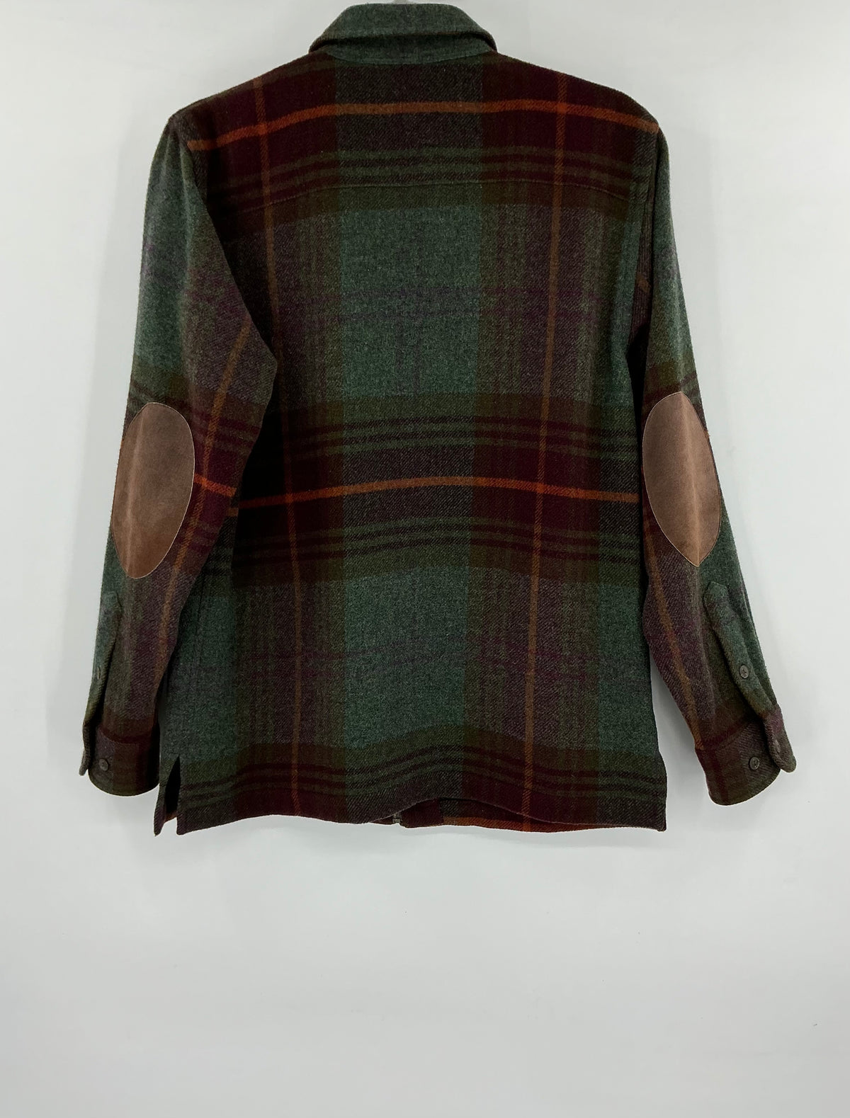 Vintage Lauren Ralph Lauren Lambswool Plaid Full-Zip Jacket with Suede Elbow Patches