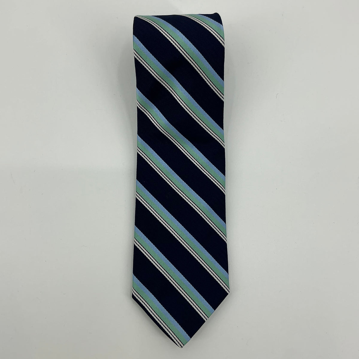 NWT Brooks Brothers BB#1 Rep Stripe Silk Tie - Navy & Light Blue Striped