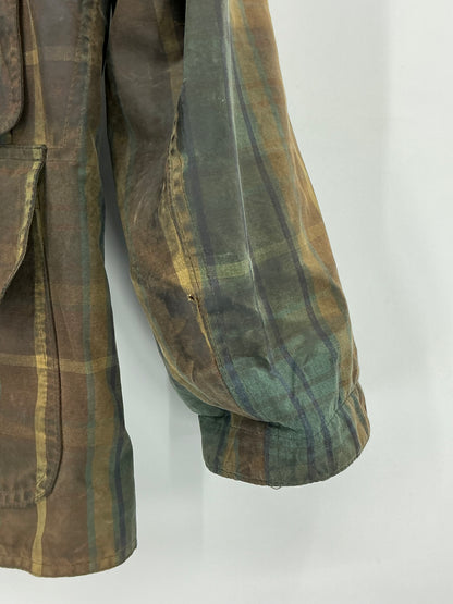 Vintage 90s Polo Ralph Lauren Plaid Waxed Cotton Hunting Barn Jacket Large