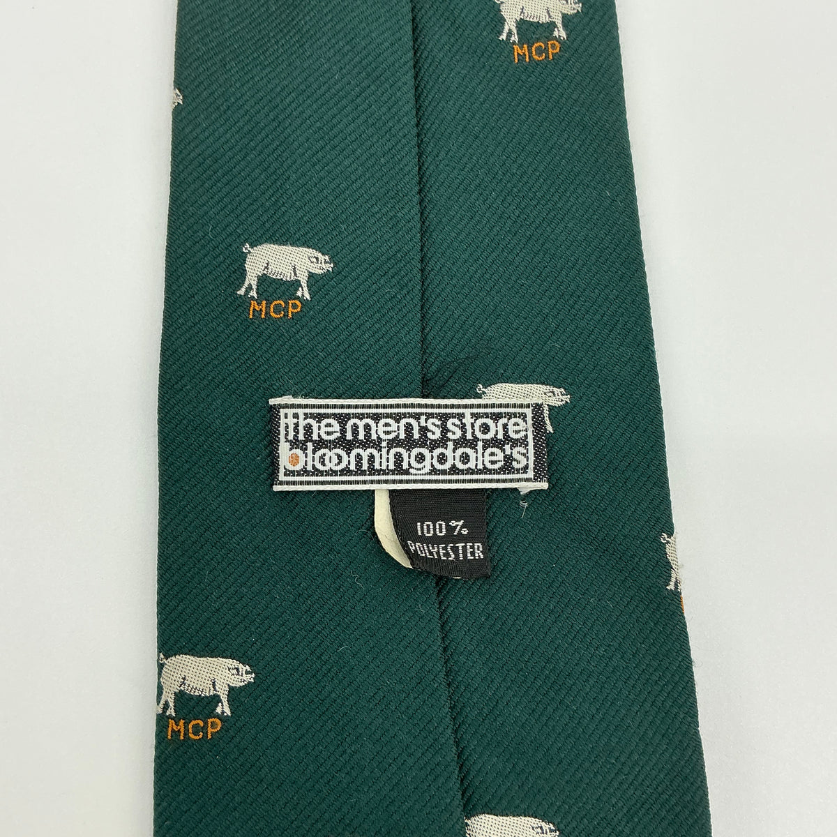 Vintage Male Chauvinist Pig Bloomingdale’s Men’s Green “MCP” Pig Print Tie