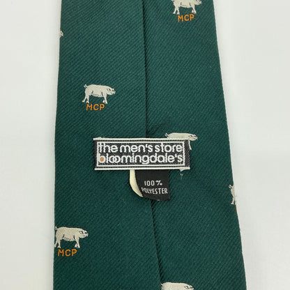 Vintage Male Chauvinist Pig Bloomingdale’s Men’s Green “MCP” Pig Print Tie