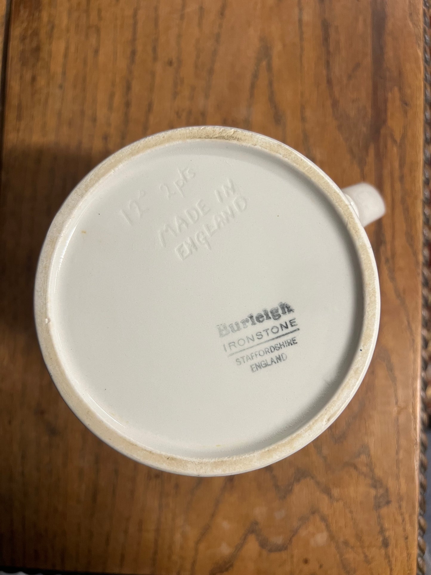 Burleigh White Ironstone Banded Dairy Jug