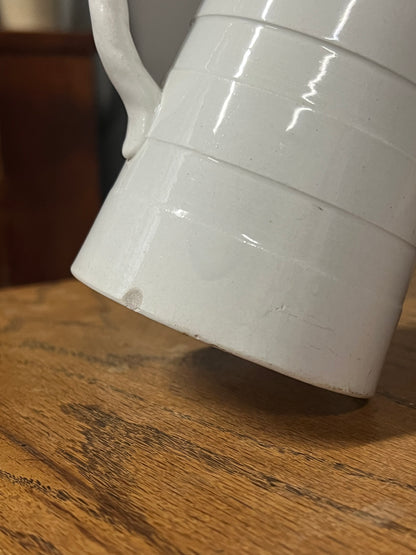 White Banded Dairy Jug Rope Handle