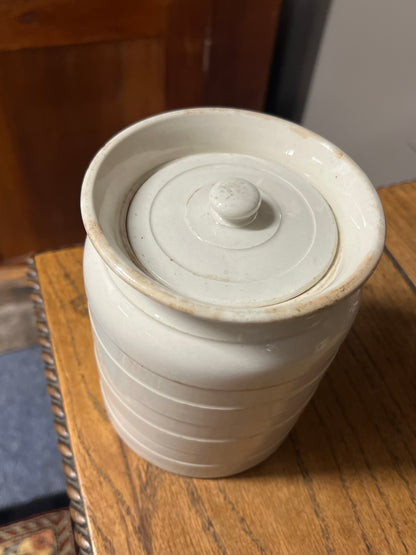 RAISINS - White Banded Kitchen Jar Canister with Lid