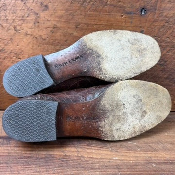 Vintage Ralph Lauren Brown Crocodile Penny Loafers