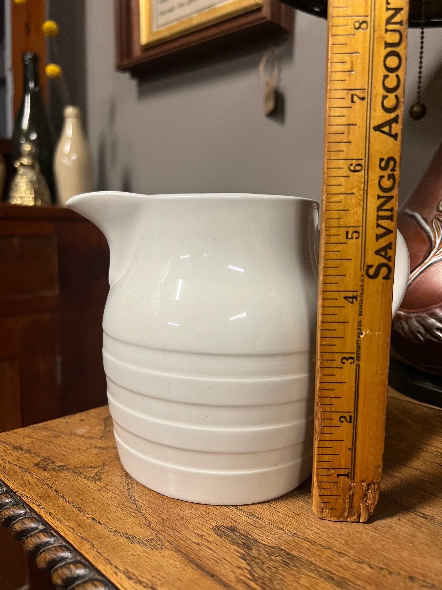 Burleigh White Ironstone Banded Dairy Jug