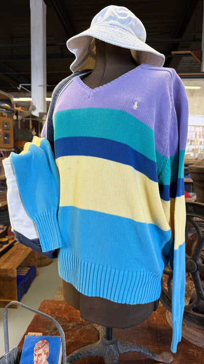 Polo Ralph Lauren Multicolor Stripe V-Neck Swearer Large