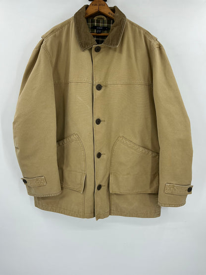 Vintage J.Crew Canvas Plaid-Lined Barn Jacket with Corduroy Collar XL
