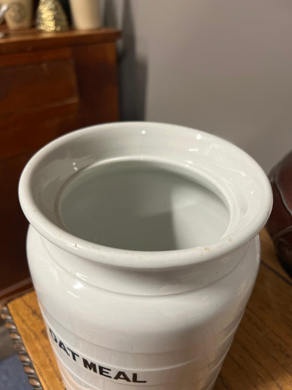 OATMEAL - White Banded Kitchen Jar Canister