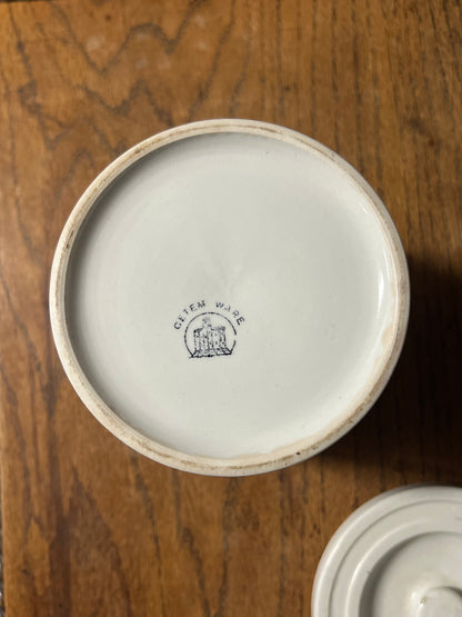 GROUND RICE - White Banded Kitchen Jar Canister with Lid