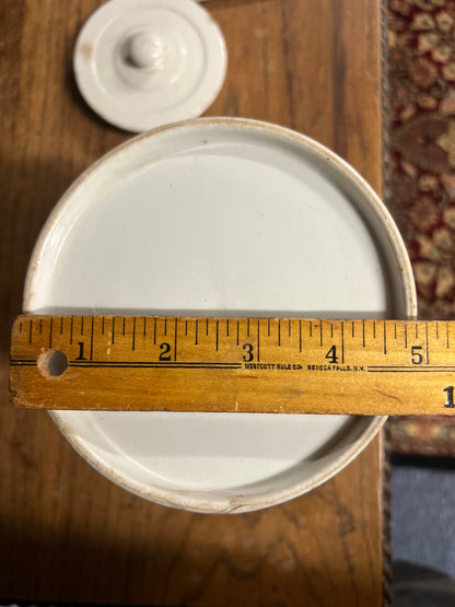 CASTOR SUGAR - White Banded Kitchen Jar Canister with Lid