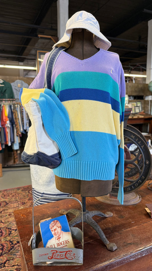 Polo Ralph Lauren Multicolor Stripe V-Neck Swearer Large