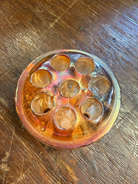 Carnival Glass Flower Frog
