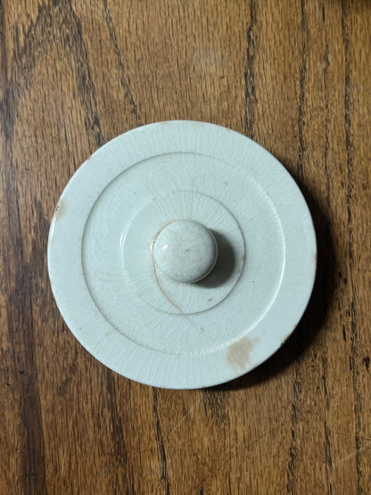 CASTOR SUGAR - White Banded Kitchen Jar Canister with Lid