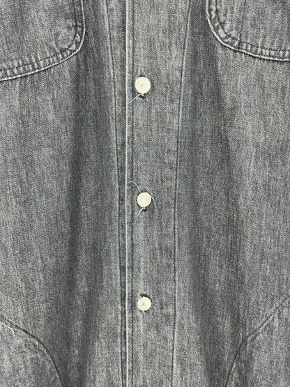 Vintage Ralph Lauren Black Denim Duster Shirt Dress  Corduroy Collar Cuffs Size 12