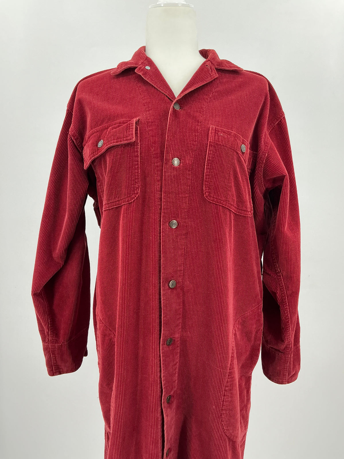 Vintage Ralph Lauren Red Corduroy Shirt Dress Size 8