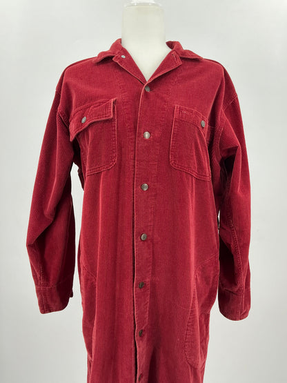 Vintage Ralph Lauren Red Corduroy Shirt Dress Size 8