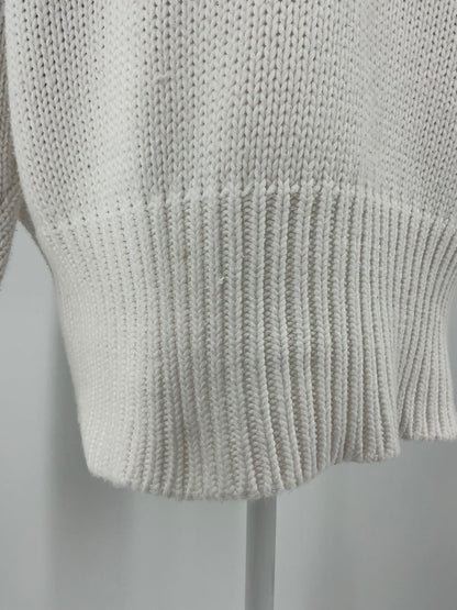 Vintage Polo Ralph Lauren Cotton Knit Sweater Large White Red Blue Stripe