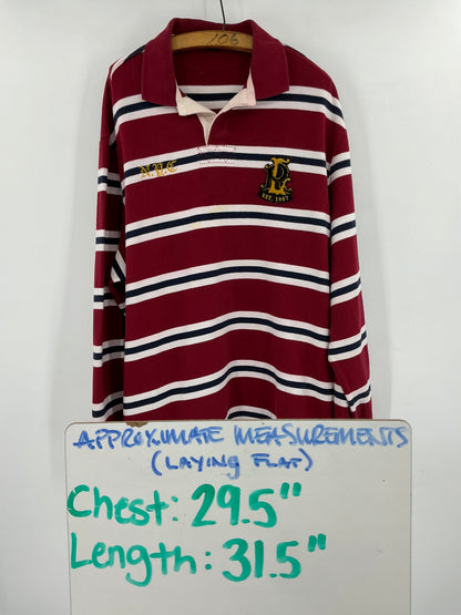 Vintage Polo Ralph Lauren NYC "7" Patch Striped Rugby Shirt XXL